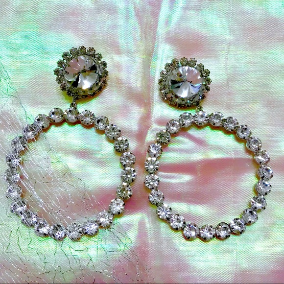 Flamingo Jewelry - Earrings Dazzling Hoops Large Gem. Post. (Available in Silver)